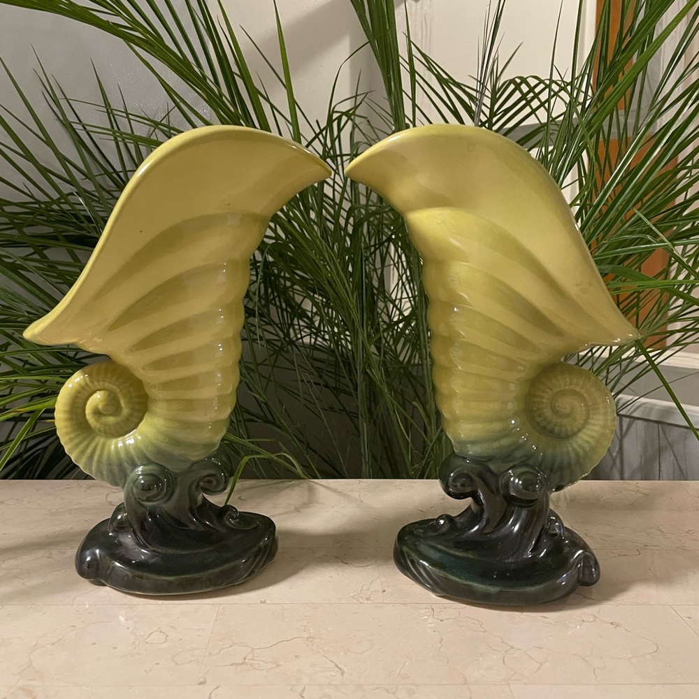 Green Ombré Seashell Vases
